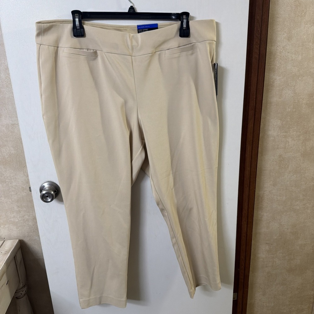 Investments Women's Pants Straight Leg Park Ave Fit Secret Support Beige Sz 22W